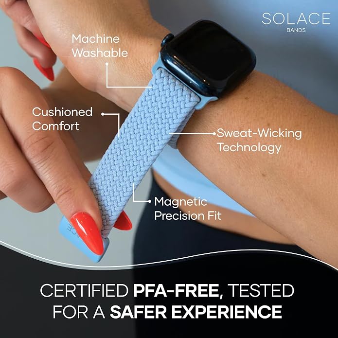 Solace Bands Imperium Adapt Wide Adjustable Nylon Braided Watch Band - Compatible with All Apple Watches - Solace Apple Watch Bands for Women & Men - Smart Watches Band Series 11-1, Ultra, SE