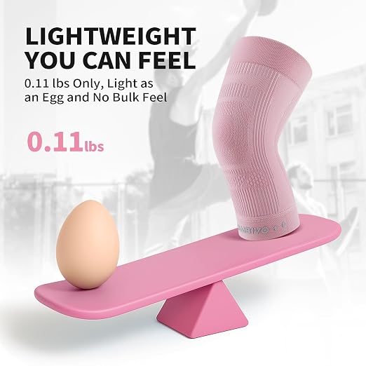 CAMBIVO Knee Brace for Women and Men (2 Pack), Ultra-Thin Lightweight Knee Compression Sleeve (Light Pink, Large)