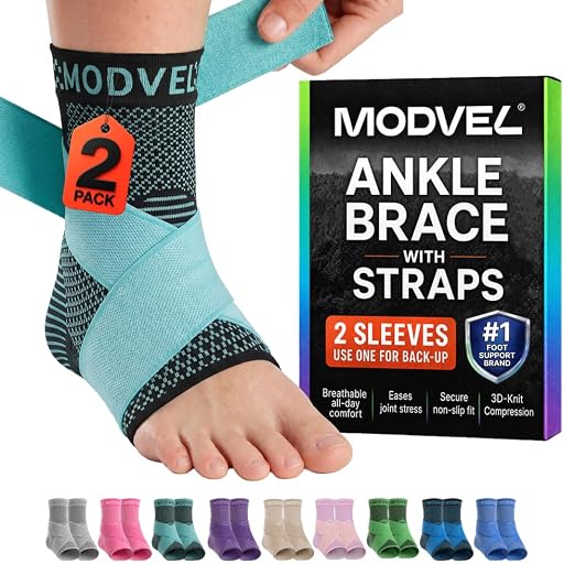 Modvel Foot & Ankle Brace Socks with Adjustable Support Strap – Compression Sleeve for Sprained Ankle, Plantar Fasciitis Relief Tendonitis & Arthritis, Stabilizing Foot & Ankle Support for Women & Men