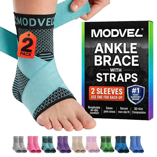 Modvel Foot & Ankle Brace Socks with Adjustable Support Strap – Compression Sleeve for Sprained Ankle, Plantar Fasciitis Relief Tendonitis & Arthritis, Stabilizing Foot & Ankle Support for Women & Men