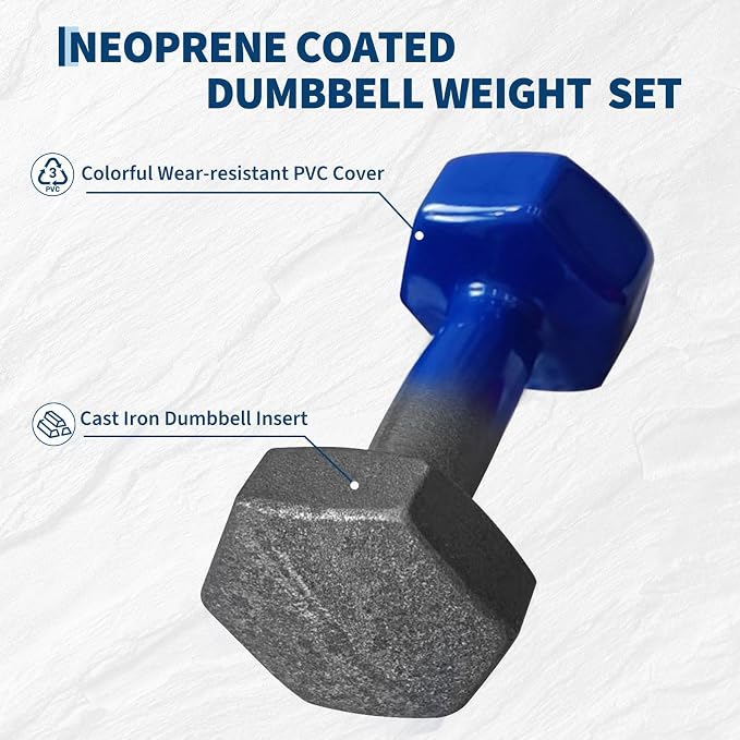 Dumbbell Set for Women and Men,Neoprene Coated Free Hand Weights Set
