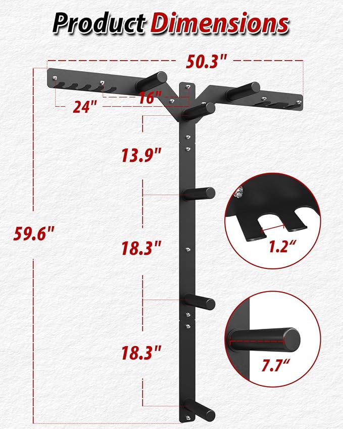 Mikolo Weight Plate Storage Rack, Wall Mounted Weight Plate Holder, Bumper Plate Storage for Home Gym, Fit 1" and 2" Plates