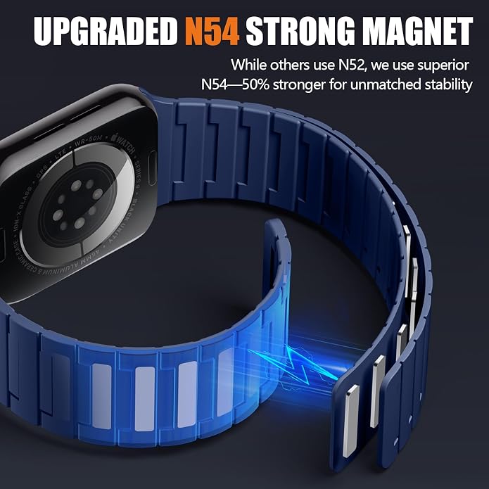 SNBLK Magnetic Watchband Compatible with Apple Watch for Men 44mm 45mm 46mm 49mm 42mm 41mm 40mm 38mm Women, Silicone Sport Strong Magnet Strap for iWatch Series 11 Ultra 3 Ultra 2 Se 10 9 8 7 6 5 4 1