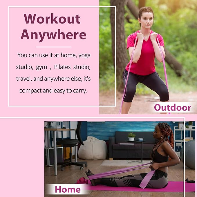 Resistance Bands Set for Physical Therapy, Rehab, Yoga and Pilates | Latex-Free elastic exercise bands suitable for rehab, yoga, Pilates, gym workouts, stretching, and home exercise