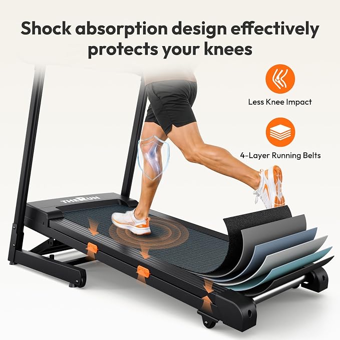 THERUN Incline Treadmill Running Treadmill, Wide Belt Treadmills for Home | 12% auto incline, 400lb, 3.0HP, 18" LED, shock-absorbing, wide belt, hydraulic folding, space saving, ipad holder