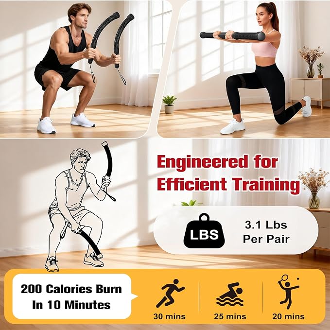 Relife Ropeless Battle Ropes，Weighted Cordless Battle Ropes for Home Gym | Portable Home Gym Equipment for HIIT, Strength Building, Low-Impact Cardio for Men & Women