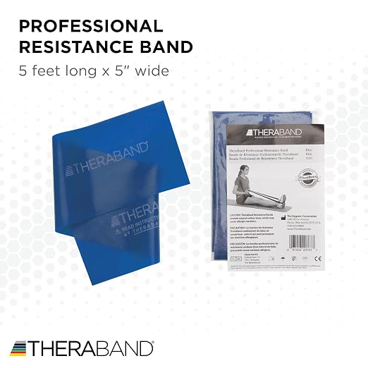 THERABAND Professional Resistance Band, Blue Level 4 Extra Heavy, 5 ft | Elastic resistance band for exercise, strength training, stretching and physical therapy - ideal for home workouts