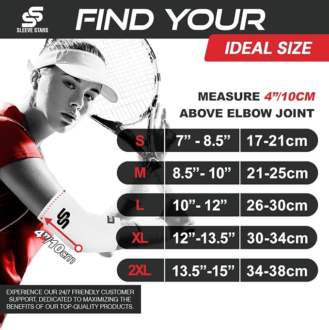 Sleeve Stars Elbow Sleeve for Pain Relief & Protection - Elbow Compression Sleeve for Women & Men - Supportive Elbow Brace for Tendonitis, Recovery & Ideal for Sports, Work