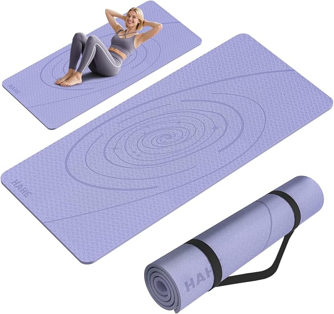 Large Yoga Mat Thick, 76"x32"x0.31"Wide POE Exercise Mat with Non-Slip Surface & Carry Strap, Anti-Tear Workout Mat for Yoga, Pilates, Fitness