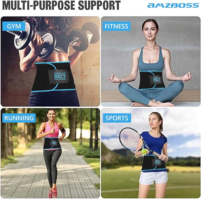 AMZBOSS Waist Trainers for Women Belly Fat, Waist Sweat Band for Women | Sweat Waist Trainer for Women, Belly Band Sweat Belt, Sweat Band for Stomach Weight Loss, Belly Wrap Waist Trimmer