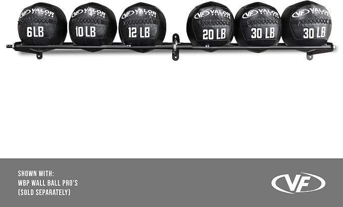 Valor Fitness Wall-Mounted Adjustable Ball Storage Rack – Holds Slam Balls, Medicine Balls, Stability Balls, Basketballs – Compact Sports Equipment Organizer for Home Gyms and Commercial Use