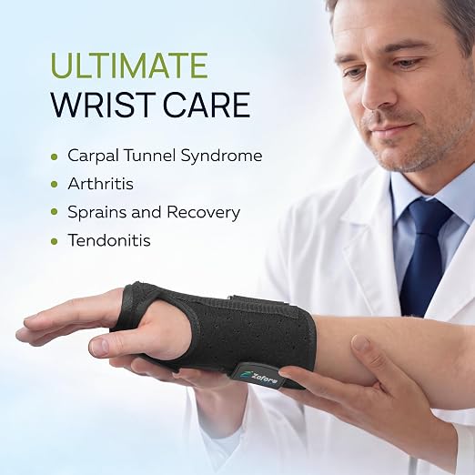Carpal Tunnel Wrist Brace Support with 2 Straps and Metal Splint Stabilizer - Helps Relieve Tendinitis Arthritis Carpal Tunnel Pain - Reduces Recovery Time for Men Women - Right (L/XL)