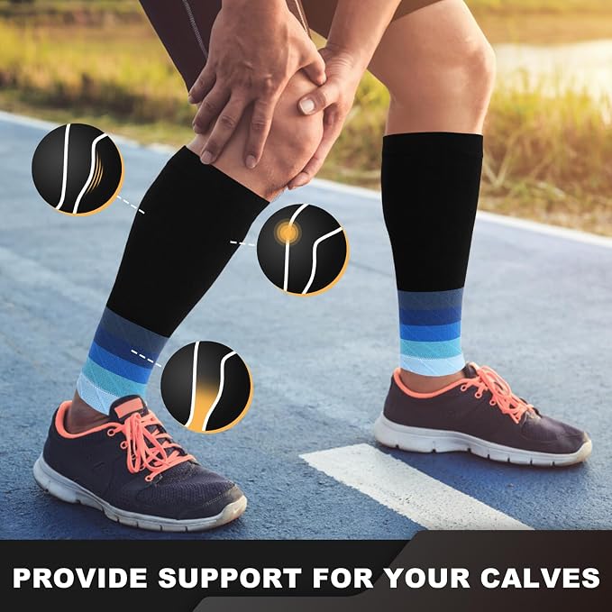 Junely 3 Pairs Calf Compression Sleeve for Men and Women | Running Athletic Nurses Work Support Travel Flight Sports