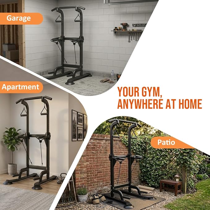 Power Tower Pull Up & Dip Station Multi-Function Home Strength Training Fitness Workout Station Height Adjustable