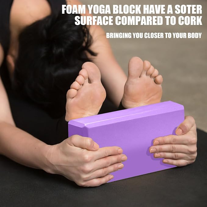 Septo 2 Pcs Yoga Blocks, 9x6x3 Inch Foam Blocks for Pilates | High density EVA foam Yoga Props lightweight non-slip surface for meditation stretching balance training