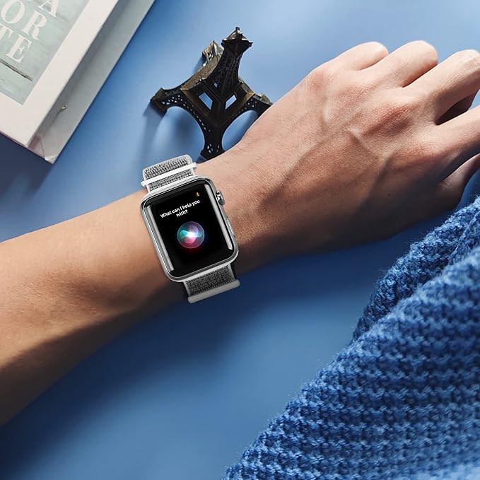 Sport Loop Band Compatible with Apple Watch Band 38mm 40mm 42mm 44mm iWatch Series 6 5 SE 4 3 2 1 Strap, Nylon Velcro Women Men Stretchy Elastic Braided Adjustable Wristband, 38mm 40mm Sea Shell | Braided Nylon Band for Apple Watch 38mm 40mm, Adjustabl...