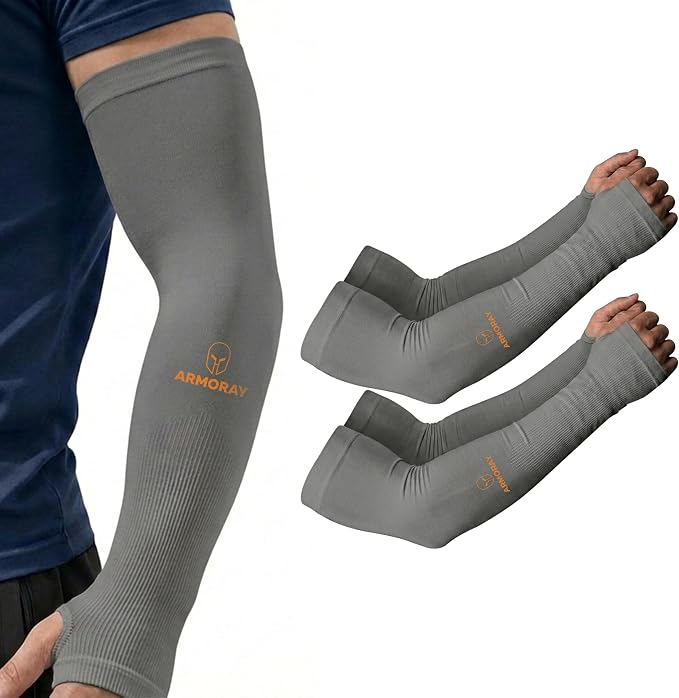 ARMORAY Arm Sleeves for Men and Women - UV Sun Protection Cooling Compression - Tattoo Cover Up Sleeve for Daily Wear & Work