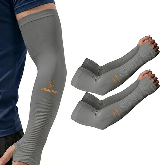 ARMORAY Arm Sleeves for Men and Women - UV Sun Protection Cooling Compression - Tattoo Cover Up Sleeve for Daily Wear & Work