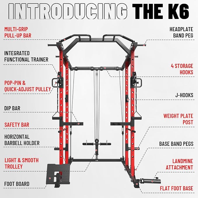 Mikolo Power Cage, Power Rack with Cable Crossover System, 1500LBS Squat Rack with LAT Pull Down System, Workout Cage with Pulley System for Fitness Home Gym