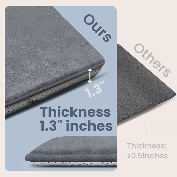 Huloo Sleep Baby Play Mat for Floor,1.3" Thick Elasti-Foam 47"×47" Playpen Mat for Tummy Time,Water Repellent Soft Coral Velvet for Toddler,Infant,Kids,Non-Slip Backing Safe for Crawling(Dark Grey)