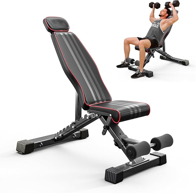 Multi-Function All in 1 Weight Bench Set - Multi-Positions Heavy Duty Weight Lifting Sit Up Bench Workout Benchs Folding Bench Press for Home Gym