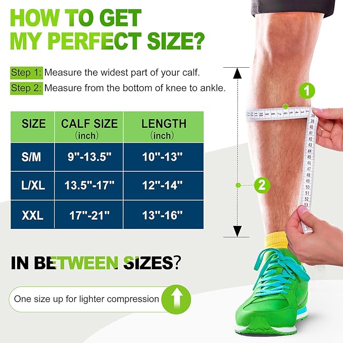 NEWZILL Compression Calf Sleeves (20-30mmHg) for Men & Women Perfect Option to Compression Socks for Running Travel Nursing