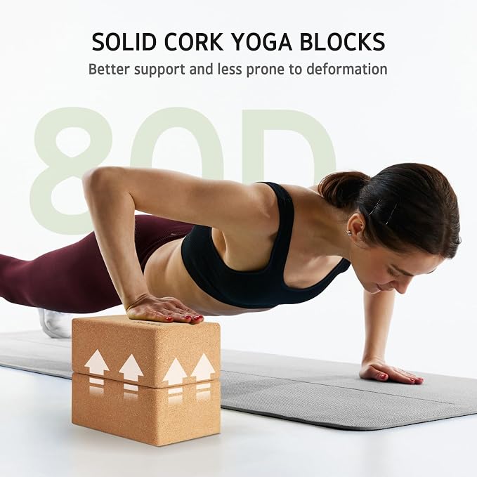 Syntus Yoga Block and Yoga Strap Set, Soft Non-Slip Yoga Blocks 9×6×4 inches, 8FT Metal D-Ring Strap for Yoga, General Fitness, Pilates, Stretching and Toning