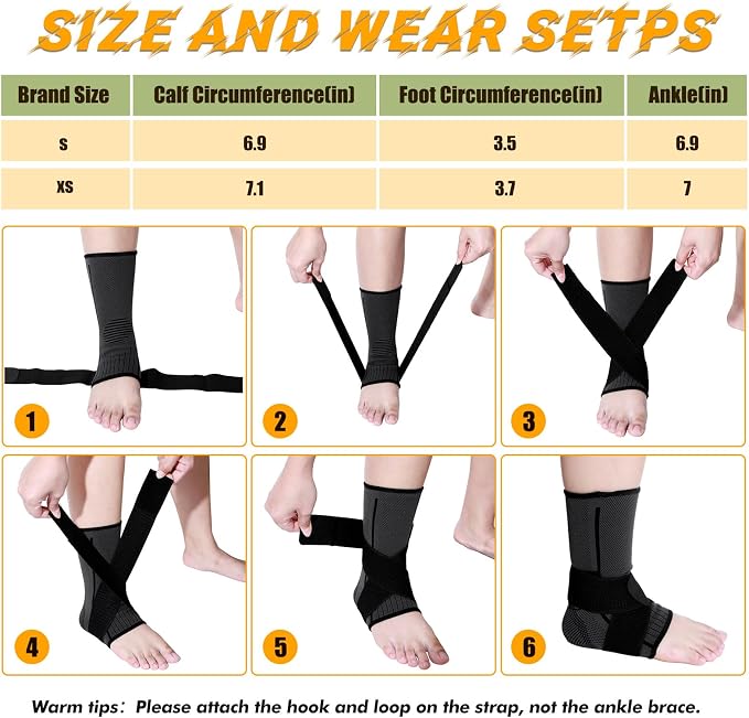 Tarpop 1 Pair Ankle Brace for Kids Compression Ankle Sleeves Adjustable Foot Support Brace Elastic Guard for Children Boys Girls Sports Running Jogging Dance Fitness Gymnastics(Black,X-Small)
