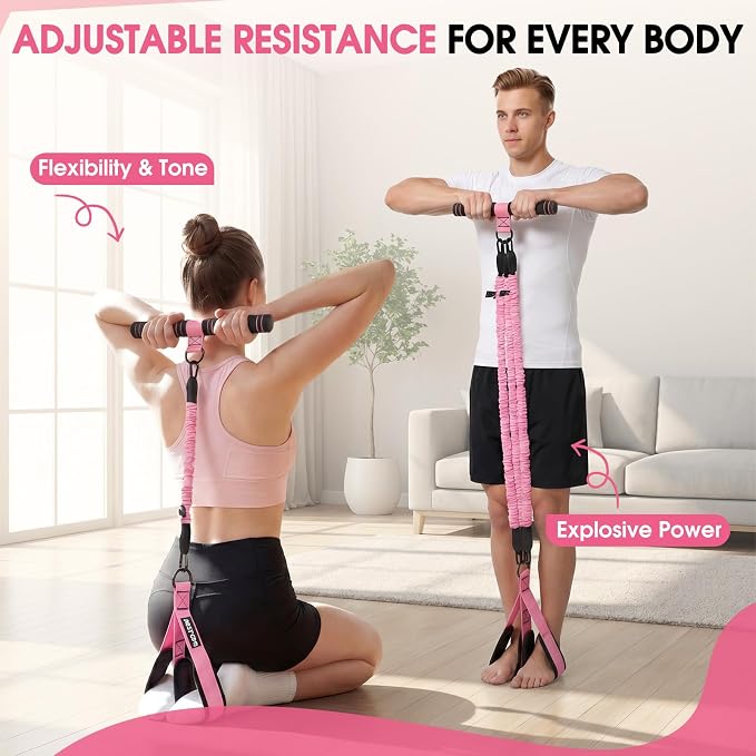 Upgraded Multifunction Pedal Resistance Band with Handle, Adjustable Foot Pedal Resistance Bands for Core, Arm, Legs, Body Strength, Portable Home Gym Workout Equipment for Men & Women