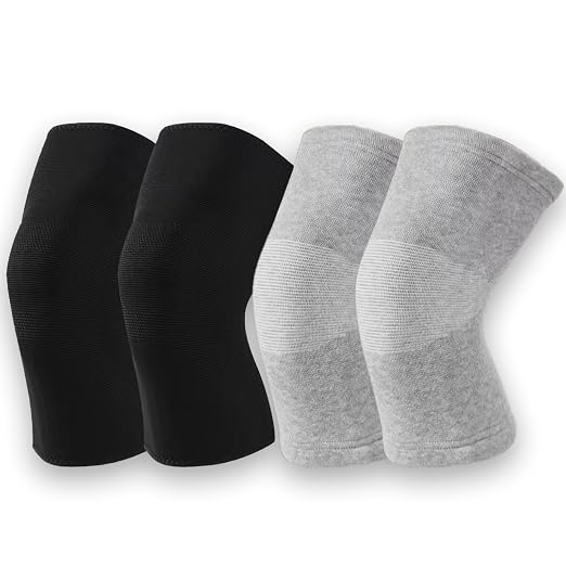 Bamboo Charcoal Compression Knee Sleeve - Elastic Knee Braces Pads Warmers Protective Knee Support for Arthritis and Runners (Gray+Black, X-Large)