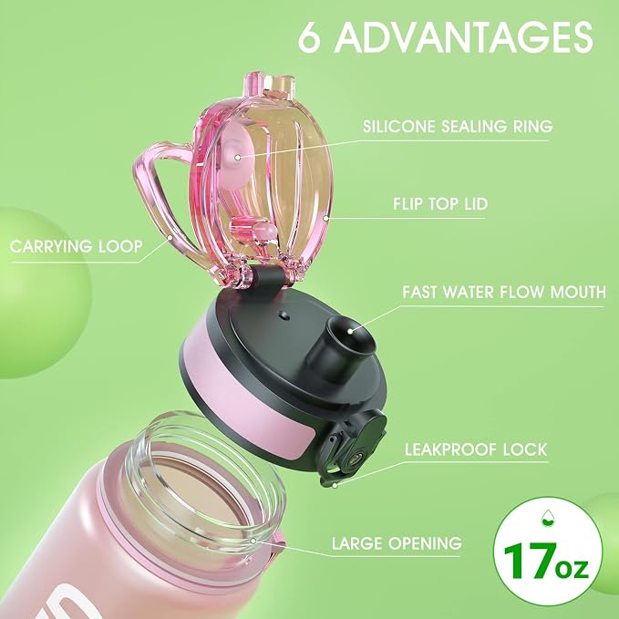 Sahara Sailor Water Bottle 25oz, Tritan Sports Bottle with Time Marker | Bpa Free, Leakproof Wide Mouth With Fast Flow Lid And Cleaning Brush, For Gym School Office Travel, 1 Count
