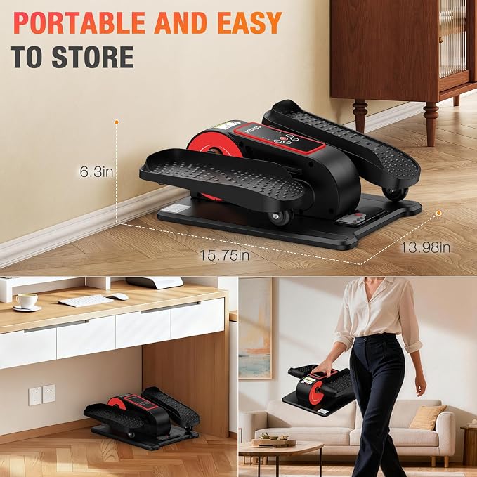 Under Desk Elliptical Machine, Electric Elliptical Leg Exerciser for Senior | Quiet and Compact Electric Seated Pedal Exerciser for Home with Monitor, Remote Control and 12 Adjustable Speeds