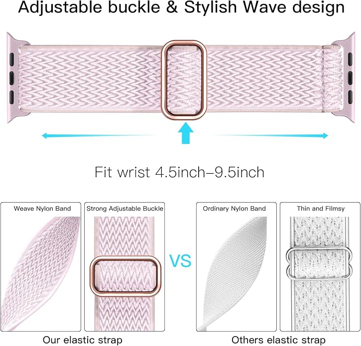 Lerobo Stretchy Nylon Solo Loop Band, Compatible with Apple Watch Series 11 10 9 8 7 6 5 4 3 SE3/2/1 Ultra3/2/1, Adjustable Strap for iwatch Band 44mm 45mm 46mm 49mm 42mm 40mm 41mm 38mm for Women Men