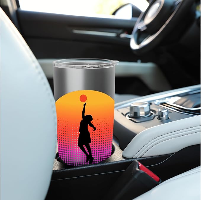 Basketball Game Hoop Slam Dunk Ball Retro Sunset Player Gift Stainless Steel Insulated Tumbler