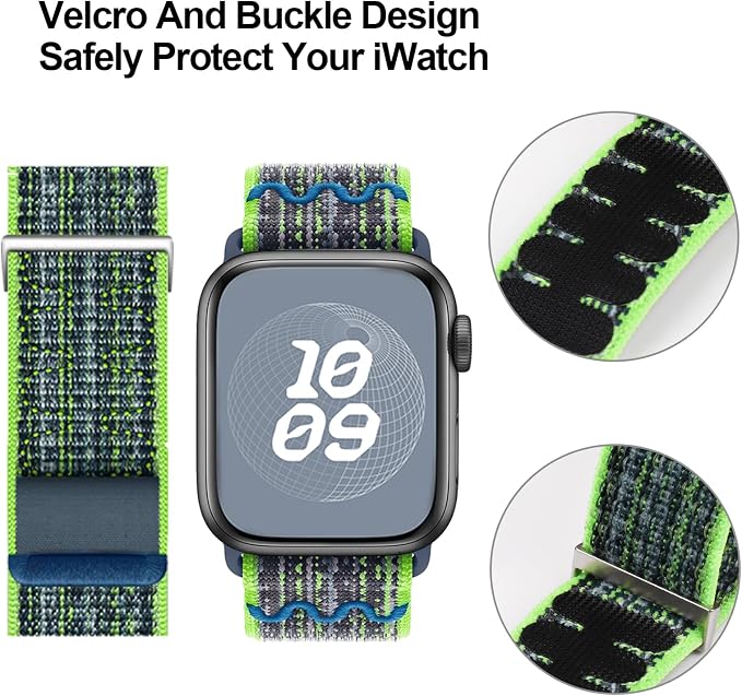 Sport Loop Nylon Band Compatible with Apple Watch Band 38mm 40mm 41mm 42mm 44mm 45mm 49mm Ultra 2 iWatch Series 9 8 7 6 SE 5 4 3 2 1 Strap, Fit for iPhone Watch Band Women Men Stretchy | Nylon Sport Loop Wristband Compatible with Apple Watch Ultra 2 38...