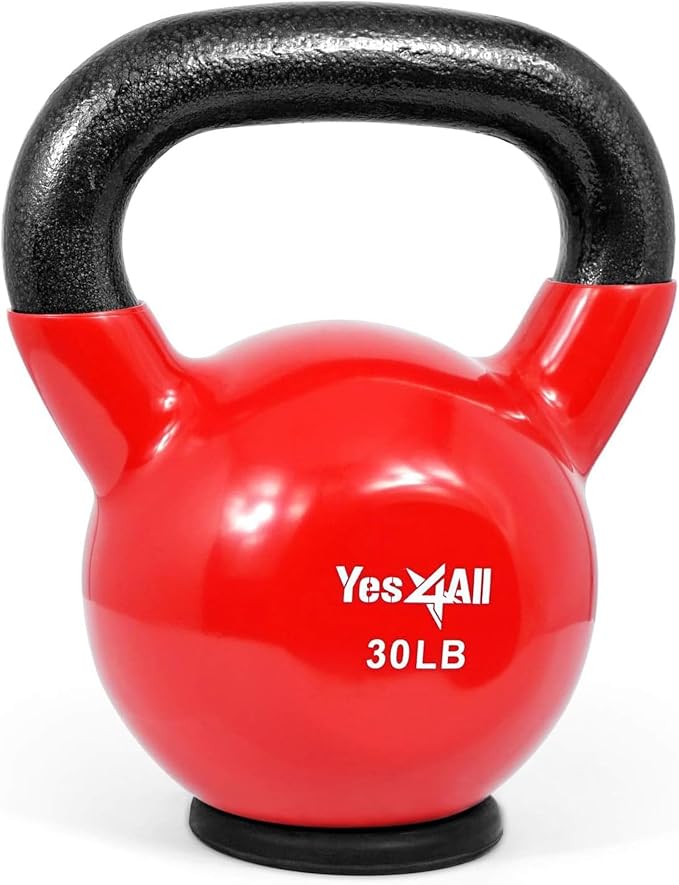 Yes4All Kettlebells Rubber Base, Kettlebell Set for Women, Strength Training Kettlebells Weights (10-65 lbs)