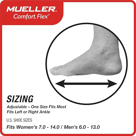 MUELLER Sports Medicine Comfort Flex Ankle Stabilizer, Ankle Pain Relief Support for Men and Women, Ideal for Sprains, Strains, Arthritis, Black, One Size Fits Most