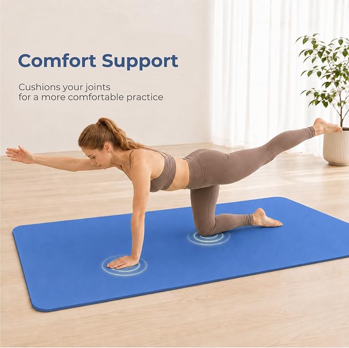 Yoga Mat 72''x24''/35''(8mm/10mm) for Beginners, Thick and Wide Yoga Mat with Carrying Strap for Pilates, Stretching and Home Workout