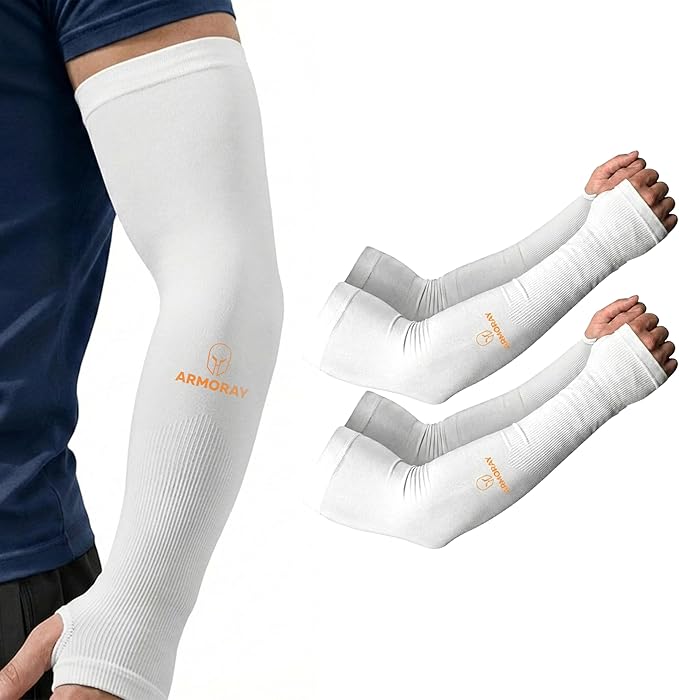 ARMORAY Arm Sleeves for Men and Women - UV Sun Protection Cooling Compression - Tattoo Cover Up Sleeve for Daily Wear & Work