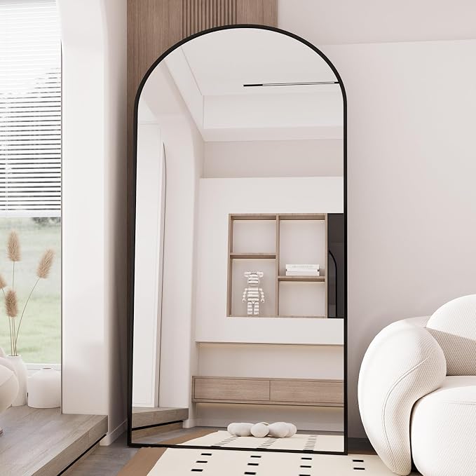 LFT HUIMEI2Y 71"x32" Arch Full Length Mirror, Black Floor Mirror | Tempered Oversized Mirror Full Body with Aluminum Alloy Frame; Standing, Leaning, or Wall Mount for Bedroom, Living Room