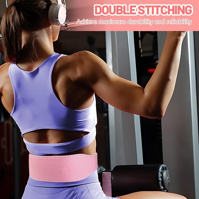9mm Leather Fitness Weight Lifting Belt for Women&Men with 4 Inches Padded Lumbar Support for Power Lifting Workout & Squats Exercise