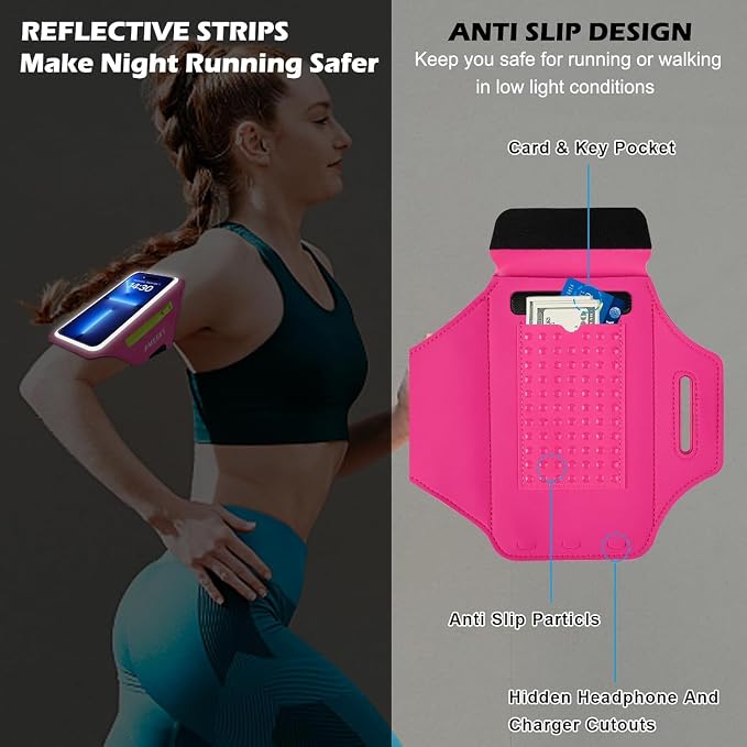 HAISSKY Water Resistant Gym Running Armband Phone Holder with Earphone Pocket Cell Phone Pouch Armband Case Adjustable Velcro
