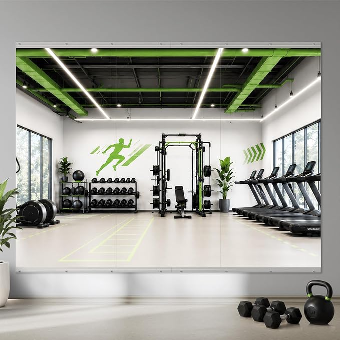 Home Gym Mirror, 55"x25"-3 PCS Gym Mirrors for Wall, Frameless, Tempered Glass, Large Workout Wall-Mounted Mirrors for Home Gym, Dance Studio, Yoga Room, Garage Gym, Silver