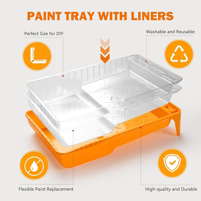 Mister Rui Mini Paint Roller Kit 22 Pieces, 4" 2" Paint Rollers Foam Brush | Small Foam Microfiber Paint Roller Covers with Paint Tray Liners, tape, Paint Roller Frame, 1.5’’ Brush for Painting Walls