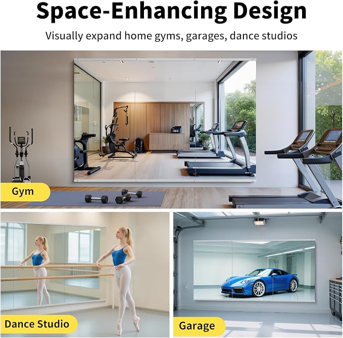 Home Gym Mirror Wall Mounted,80x40 Inch,2PCS Full Length Mirror