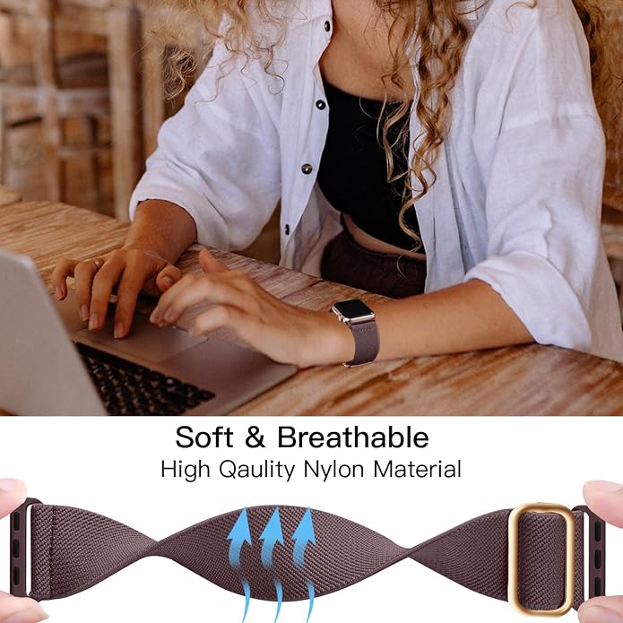 Lerobo Braided Band Compatible with Apple Watch Series 11 10 9 8 7 46mm 45mm 41mm Ultra SE 3 2 1 49mm Series 6 5 4 3 44mm 40mm 38mm 42mm Men iWatch Bands Women Stretchy Nylon Solo Loop Sport Strap
