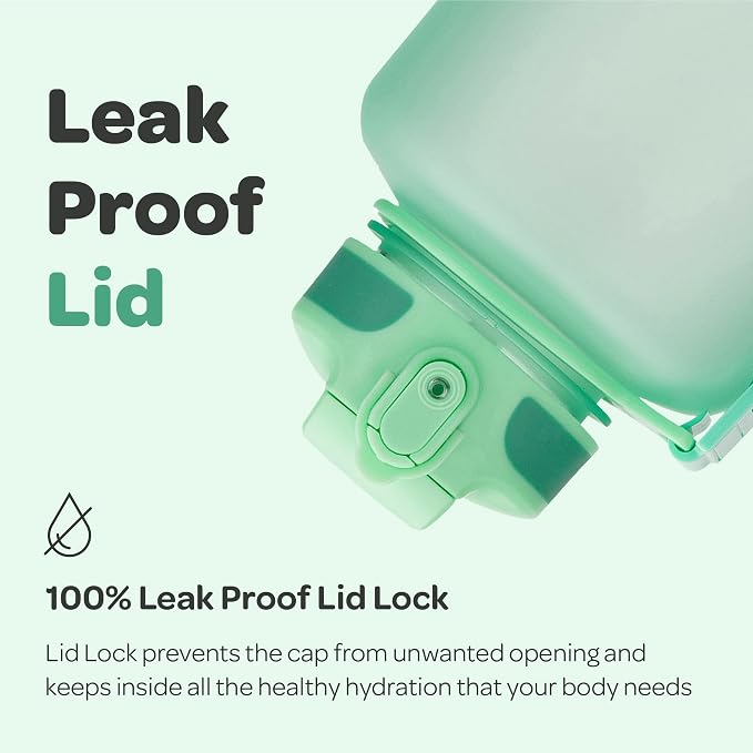 Hydracy 2L Large Water Bottle, Shatterproof, BPA Free Tritan Plastic, Leakproof, Zero Condensation, With Detachable Carry Strap, Spillproof Lid, Convenient Silicon Spout, Ideal for Gym, Yoga | Leakproof,BPA Free,No Sweat Neoprene Sleeve,Carry Strap,Dai...