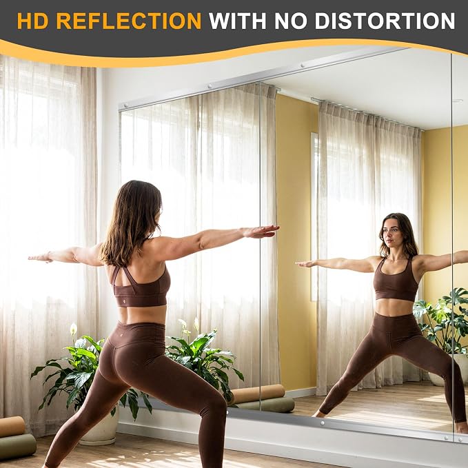 Home Gym Mirror for Wall, 48"x28"x2PCS, Workout Mirrors for Home Gym | Large Frameless Tempered Glass, Full Length Boyd Mirror for Garage, Yoga Room, Dance Studio, Bedroom, Wall Mounted