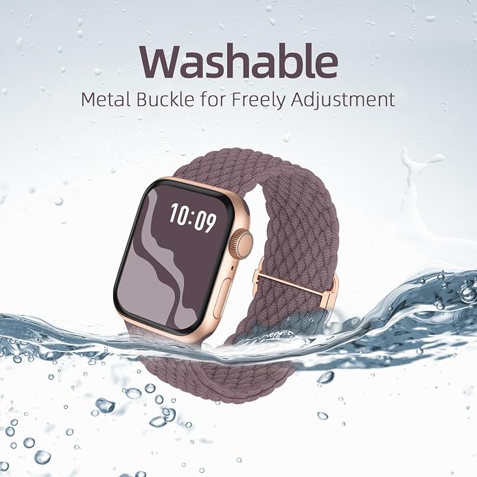 4 Pack Braided Stretchy Bands Compatible with Apple Watch 40mm 41mm 38mm 42mm 44mm 45mm 46mm 49mm Women Men, Breathable Nylon Elastic Daily Use Straps for iWatch Series 11/10 9 8 7 6 5 4 3 SE/Ultra 2