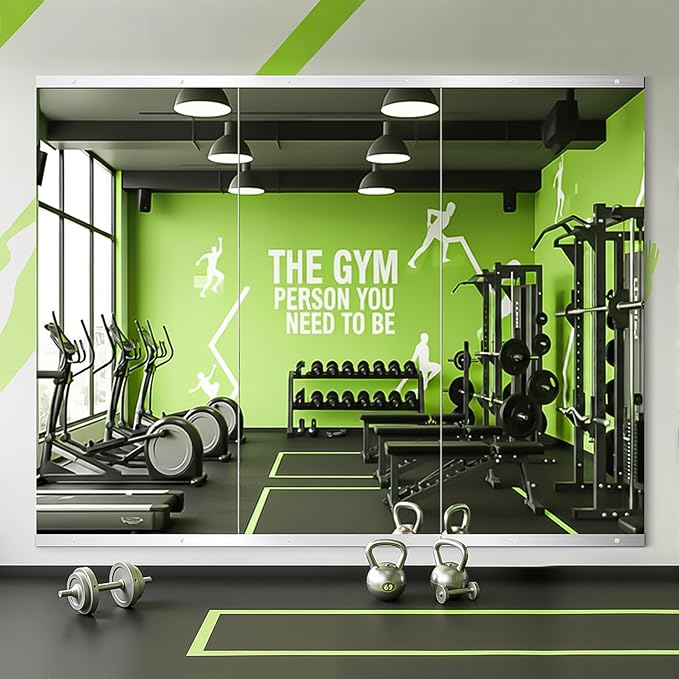 FICTOR Home Gym Mirror for Wall, 50"x25"x3 PCS Workout Mirrors for Home Gym | Shatterproof Tempered Glass, Frameless Full Length Body Mirror for Garage, Dance Studio, Yoga Room, Bedroom